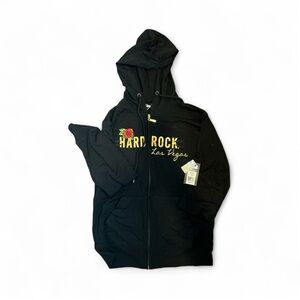 Sequined Hard Rock Cafe Las Vegas Black Zip-Up Jacket NWT